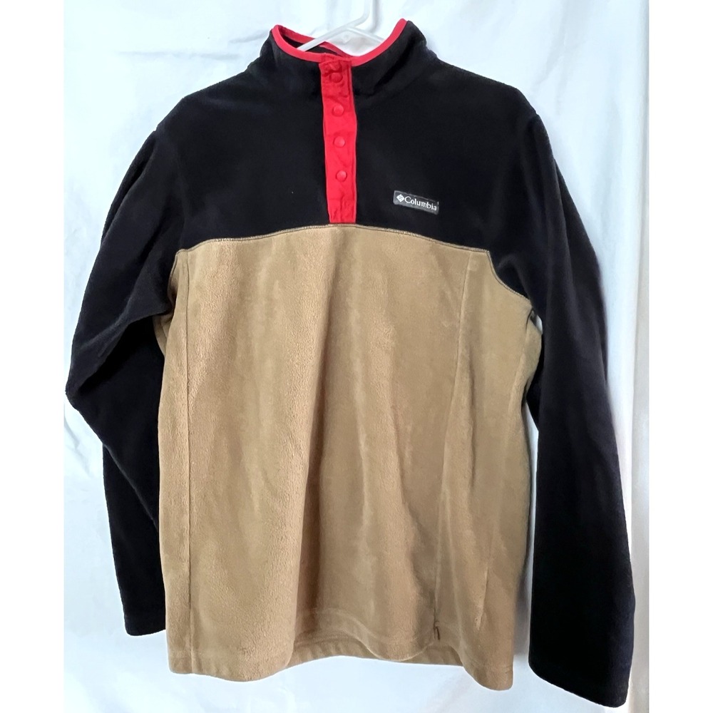 Columbia Steen Mountain 1/4 Button Snap Fleece Pullover Men's Medium Red Brown